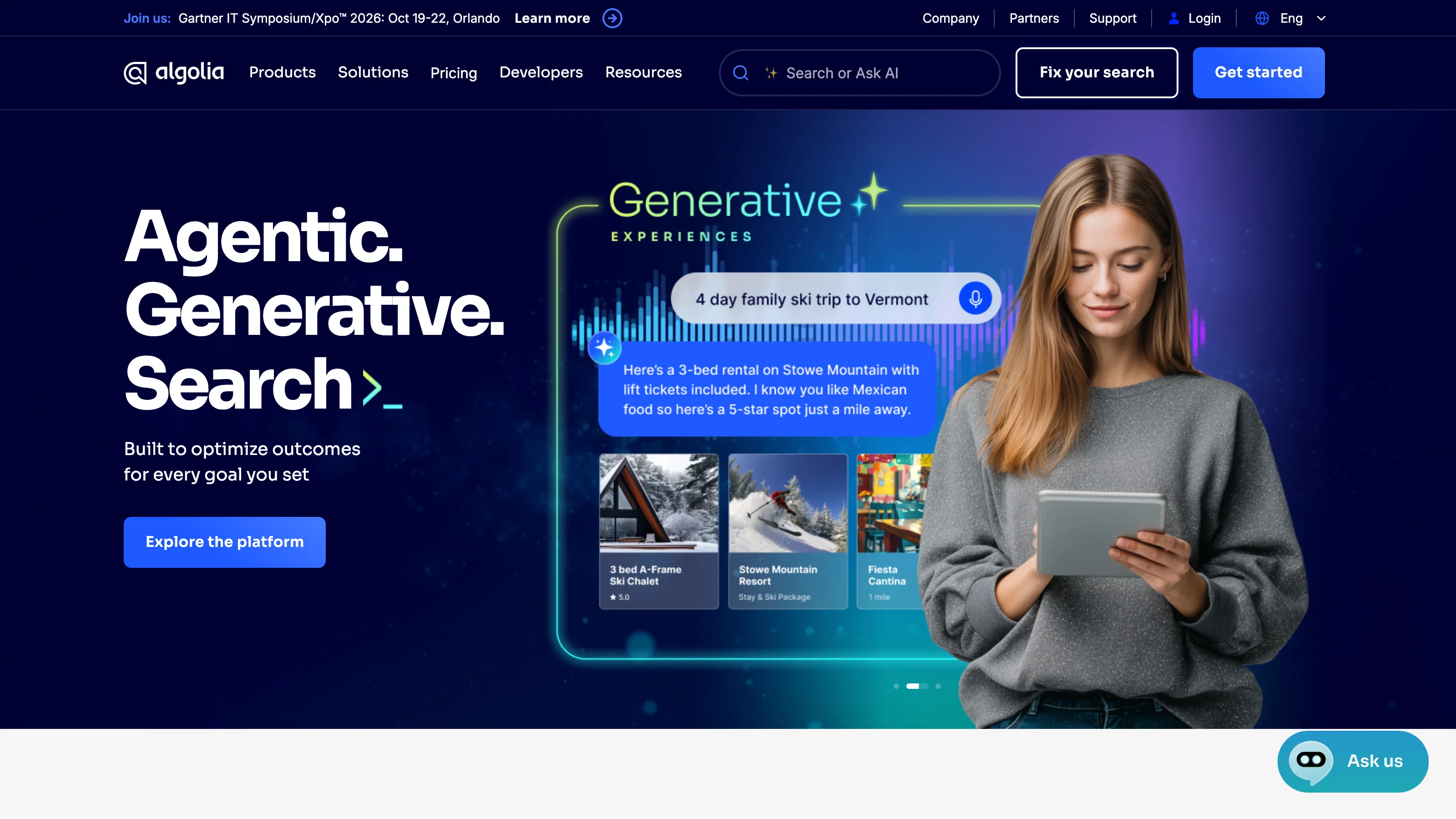 Algolia AI Shopping Assistant official homepage screenshot
