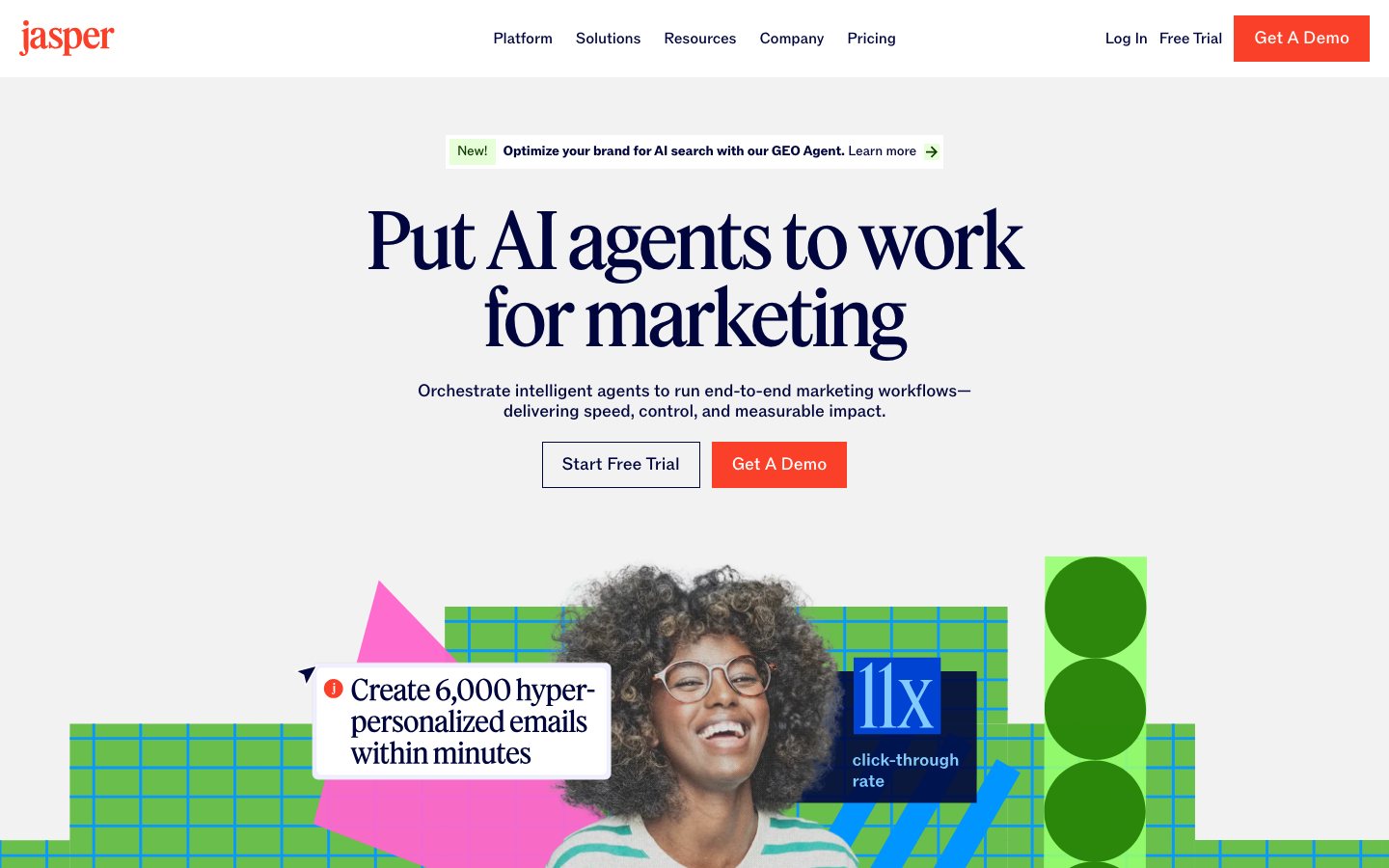 Jasper AI official product page or product image