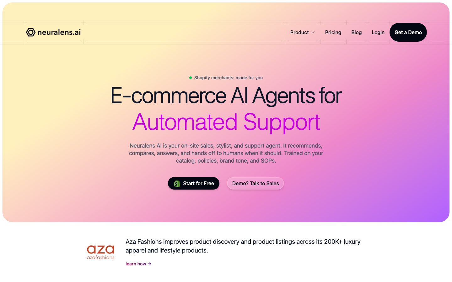 Neuralens AI official product page or product image