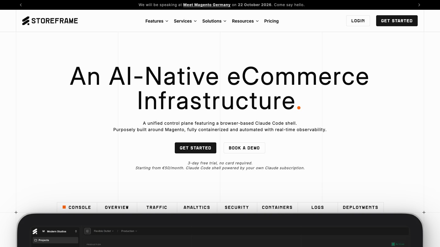 StoreFrame official homepage screenshot