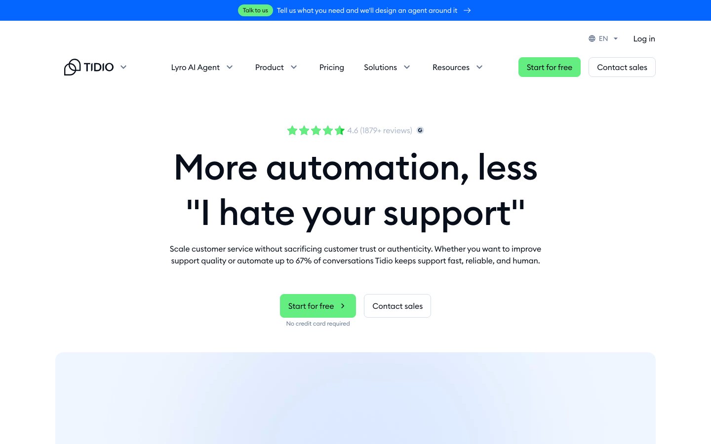 Tidio (Lyro AI) official product page or product image